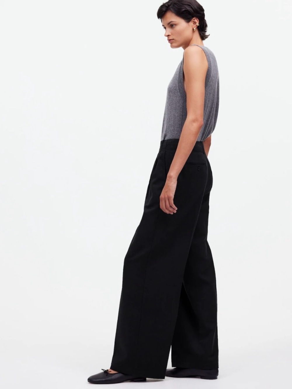 NWT Madewell Women’s Harlow Wide Leg Pant in Drapey Twill - True Black Size 2